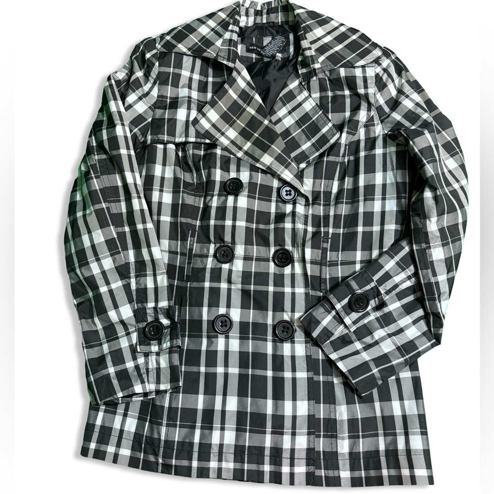 NEW YORK AND COMPANY Women's Plaid Rain Peacoat